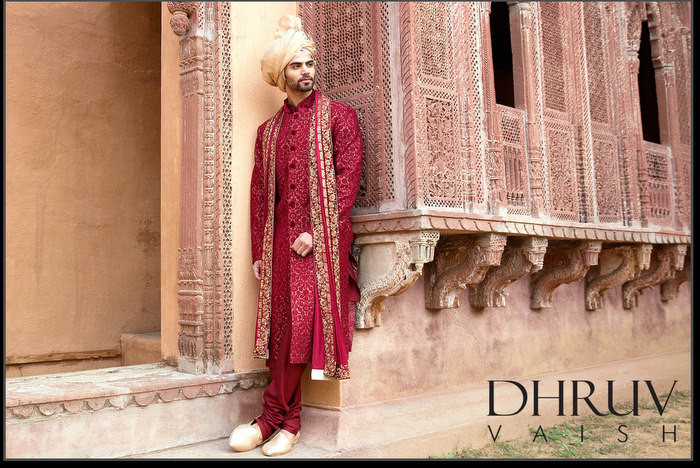 maroon sherwani