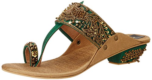 Rohan-Arora-Womens-Emerald-Green-and-Dull-Gold-Silk-Kolhapuris-7-UK-RAWK-035-0