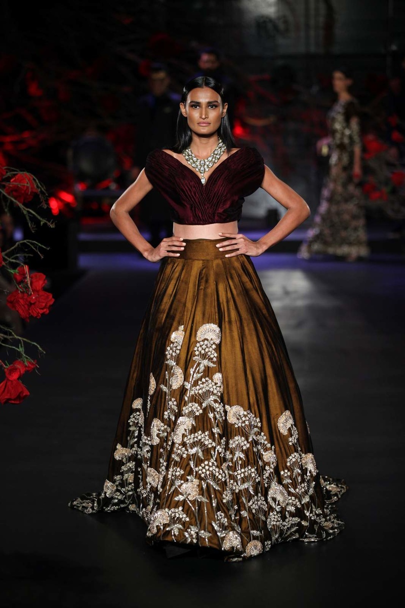 Off shoulder discount top with lehenga